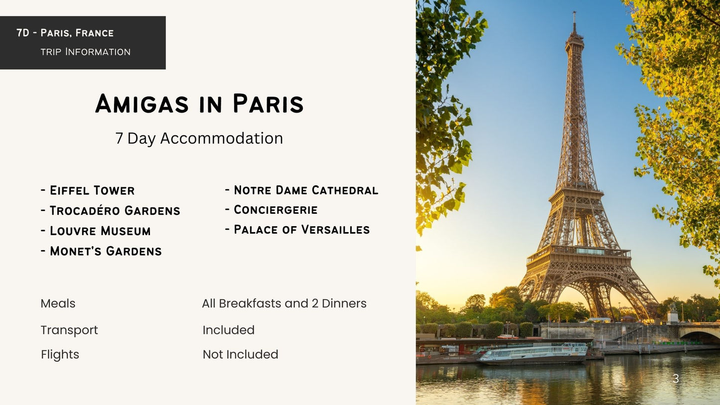 Amigas in Paris with Amigas y Mas Social - Booking Deposit