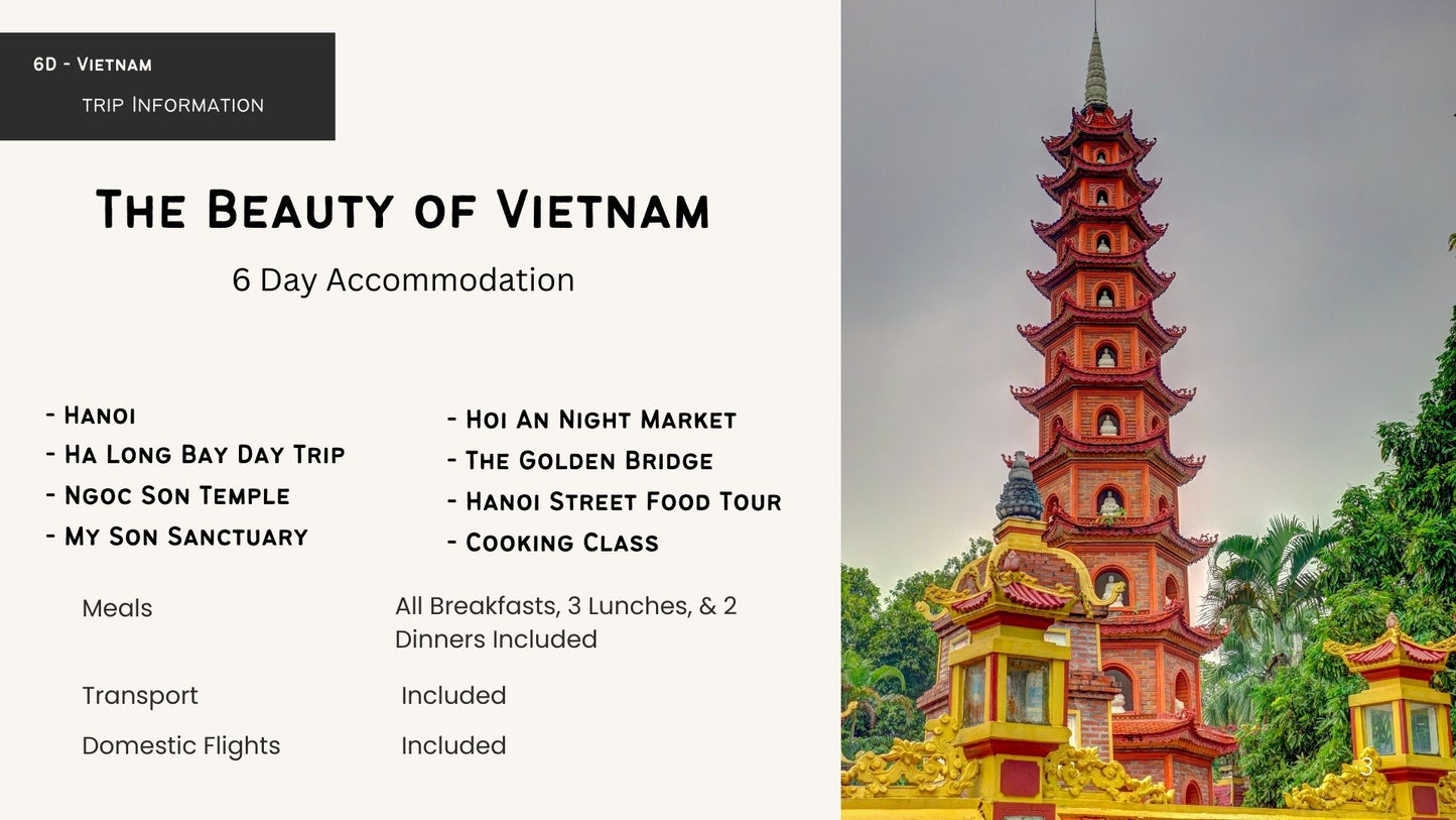 The Beauty of Vietnam with @Wonderful_Places & @travelingwithsue - Reservation Deposit